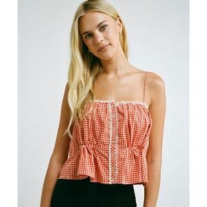 RUMORED Picnic Gingham Check Cropped Top Tank Farm Prairie Cottage Boho Western